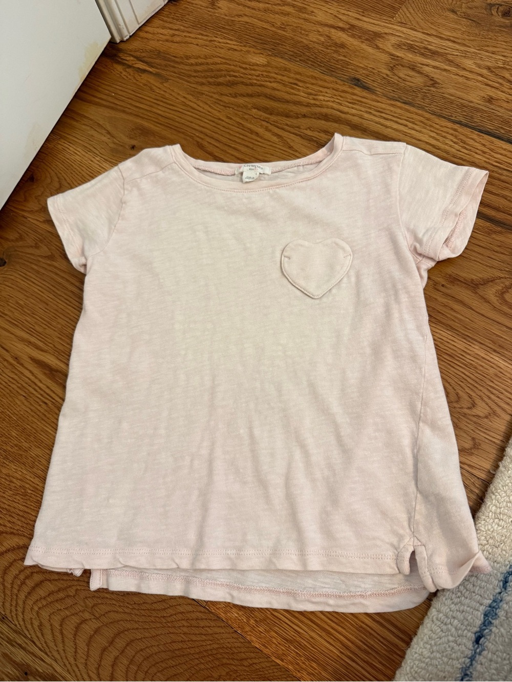 Crewcuts Girl’s Light Pink Heart Pocket Tee Shirt Size 6-7